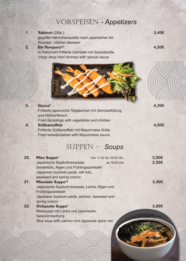 Speise Karte – Sushi restaurant